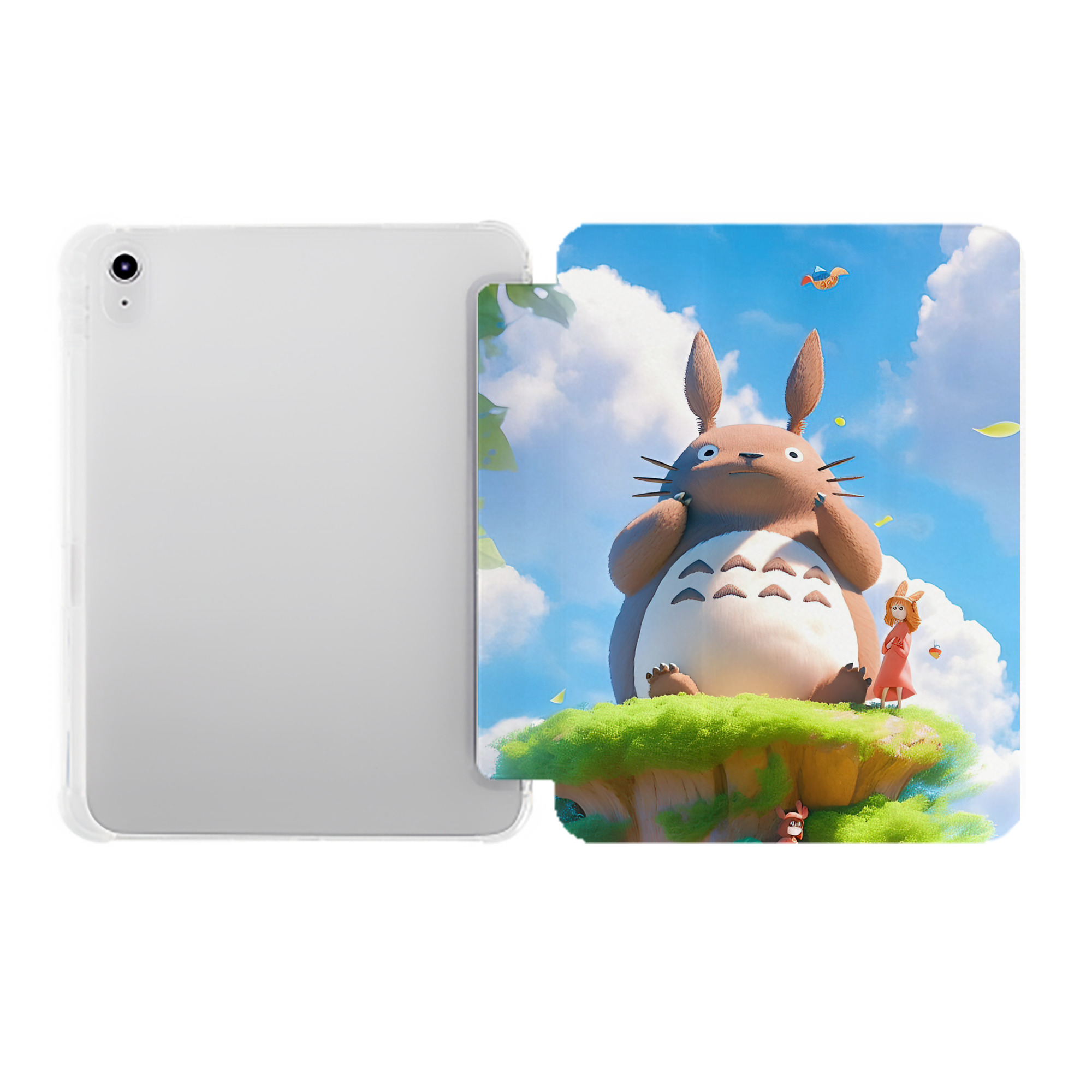 （画像用） となりのトトロ 草壁メイ 草壁サツキ My Neighbor Totoro Satsuki Kusakabe Mei Kusakabe IPad ケース ペン収納付き 三つ折りスタンド PUレザー×シリコン 対応機種9.5/10.5/10.9インチ